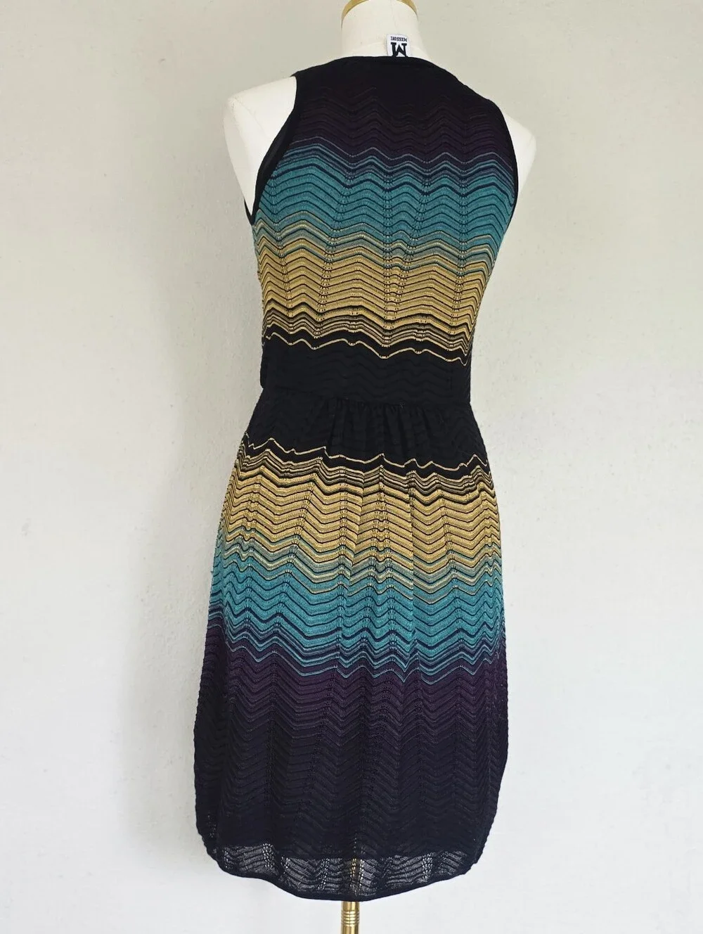 Vtg Missoni M Chevron Zig-Zag Sleeveless Knit Dress Colorblock Size IT 44 - Picture 6 of 12